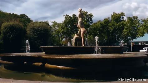 Naked Blonde Excercising In Public Streets