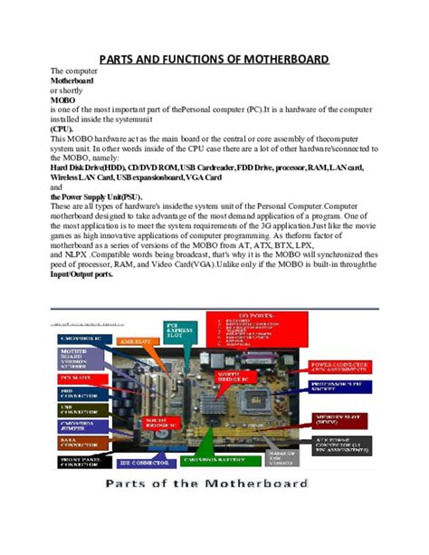 (DOC) PARTS AND FUNCTIONS OF MOTHERBOARD | Darlington Daka - Academia.edu