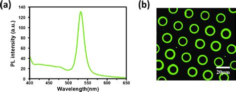 A Photoluminescence Spectrum And B Clsm Image Of The Cspbbr 3 Ring Download Scientific