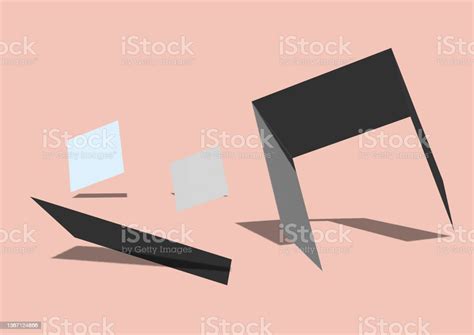 Flying Parts Of A Disassembled Rectangle On A Pastel Background