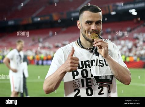 Filip Kostic Eintracht Frankfurt Celebrates Kissing The Medal During