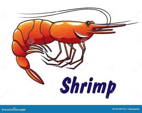 Cartoon Shrimp Icon Or Emblem Stock Vector Illustration Of Culinary