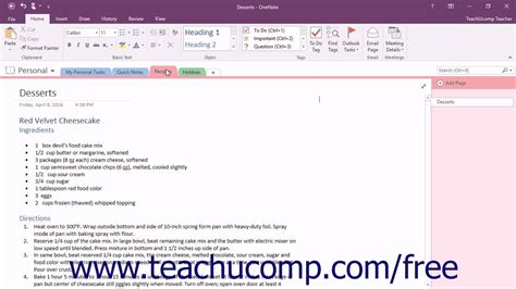 Onenote 2016 Tutorial Working With Sections Microsoft Training Youtube