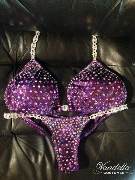 Fuchsia Bikini Competition Suit With Rhinestone Connectors