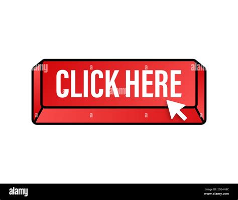 Click Here Button With Hand Pointer Clicking Vector Stock Illustration