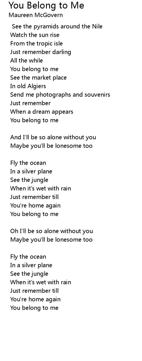 You Belong To Me Lyrics Follow Lyrics