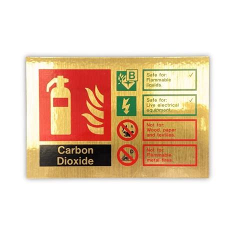 Carbon Dioxide Extinguisher Id Sign Gold Effect London City Fire