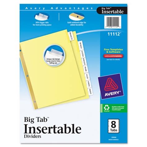 Avery Insertable Big Tab Dividers 8 Ct Ralphs