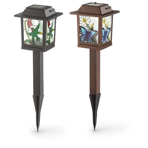 2 Stained Glass Look Solar Lanterns 627577 Solar And Outdoor Lighting