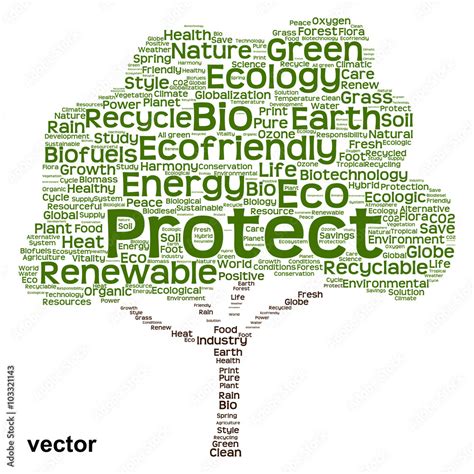 Vector Conceptual Green Ecology Tree Word Cloud Stock Vector Adobe Stock