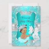 Aqua Teal Blue Princess Baby Shower Brunette Invitation Zazzle