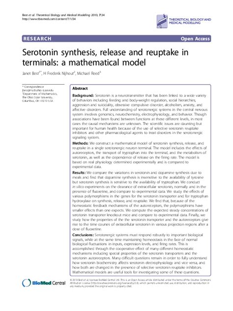 Pdf Serotonin Synthesis Release And Reuptake In Terminals A