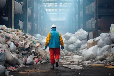 Premium Photo Dedicated Recycling Plant Worker Sorting Materials