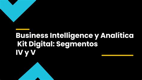 Business Intelligence Y Anal Tica Kit Digital Segmentos Iv Y V