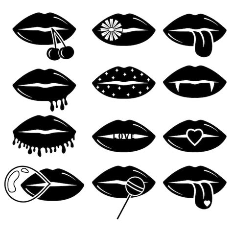 Premium Vector Collection Of Womens Lips Stencil Icon Doodle Vector