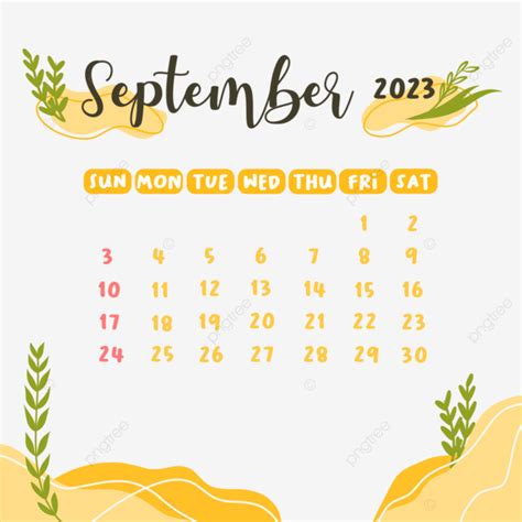 September Calendar, Monthly Calendar, Pastel Yellow, Yellow Color ...