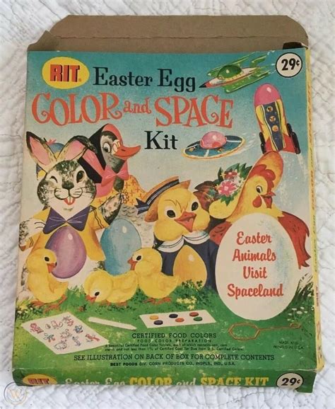 4 Vintage 1960s Easter Egg Color Dying Kits Rit Paas Fritos Transfers Holders 1979835723