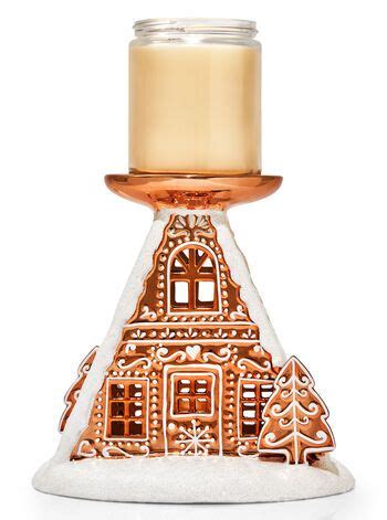 Light Up Gingerbread House Pedestal Single Wick Candle Holder Bath