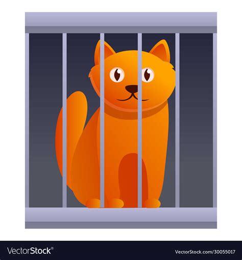 Cat in cage icon cartoon style Royalty Free Vector Image