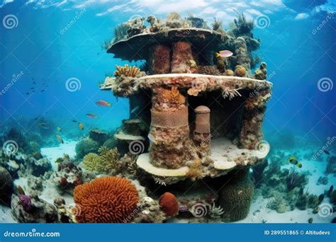 Healthy Coral Colony Growing On Restored Reef Stock Illustration