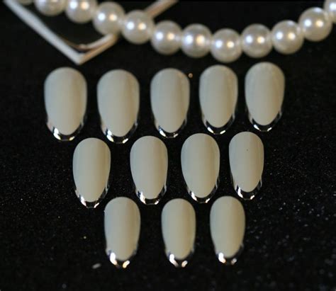 New 24pcs Sexy Grandma Grey Color False Nail Art With Glue Plain Color