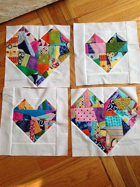 Scrappy Improv Heart Blocks Crazy Quilt Blocks Quilts Heart Quilt