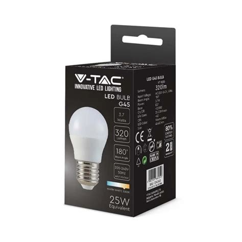 Żarówka LED V TAC 3 7W E27 Kulka G45 VT 1830 3000K 320lm