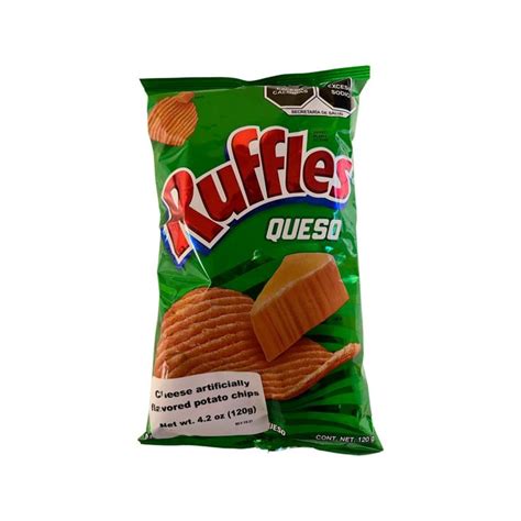 a bag of ruffles is shown on a white background with the word ruffles in it