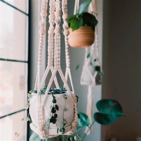 Macrame Handgemaakte Plant Hanger Manden Bloempotten Houder