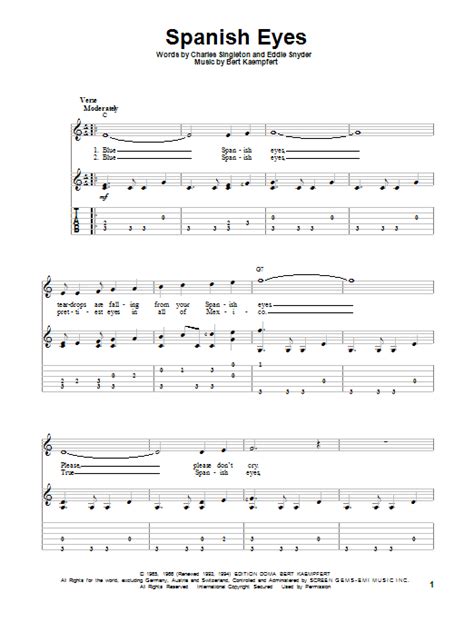 Spanish Eyes By Al Martino Solo Guitar Guitar Instructor