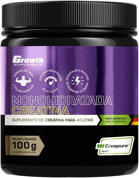 Creatina Monohidratada Creapure 100g Growth Supplements Br