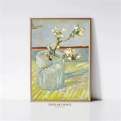 Sprig Of Flowering Almond In A Glass By Vincent Van Gogh Etsy