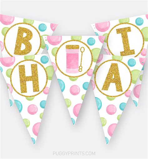 Bubble Happy Birthday Banner, Printable Bubble Party Banner, Bubble ...