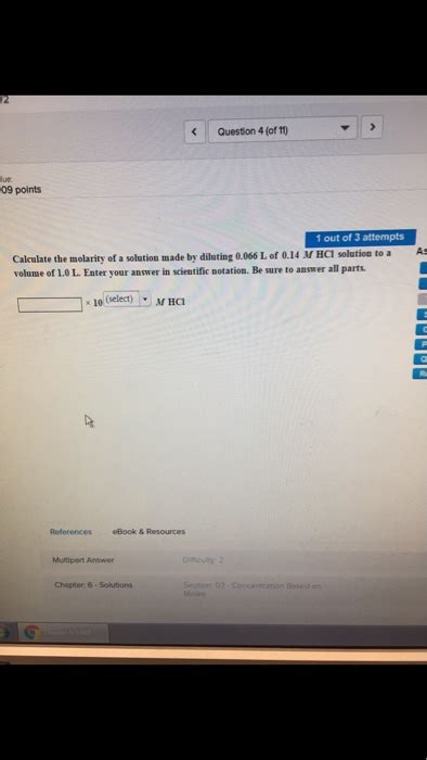 Solved Calculate The Molarity Of A Solution Made By Diluting Chegg