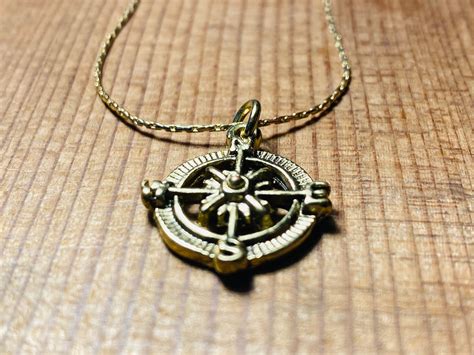 Compass Necklace Charm Necklace Gold Jewelry Travel Etsy