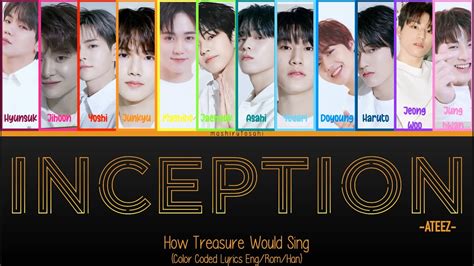 How Treasure Would Sing Inception Ateez Color Coded Lyrics Eng Rom