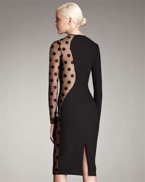 Lyst Stella Mccartney Polka Dot Sheer Knit Dress In Black