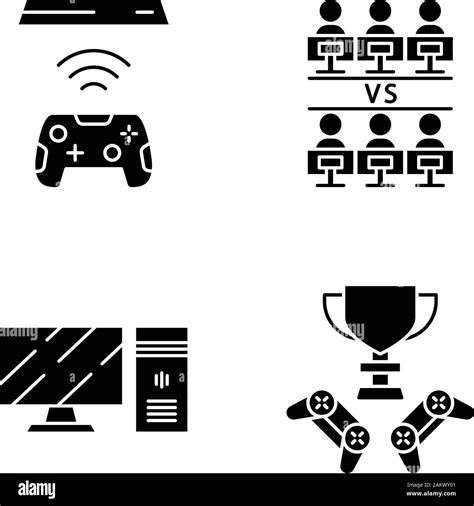 Esports Glyph Icons Set Gaming Equipment And Hardware Winner Cup