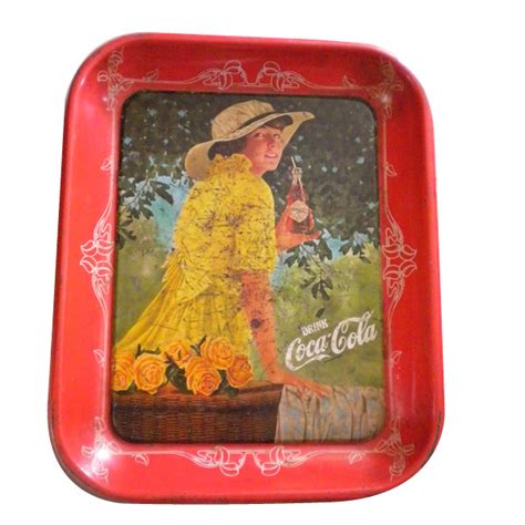 Bandeja Coca Cola Metal Rectangular Rojo Drink Publicidad Vintage