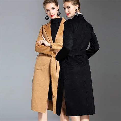 Luxury High End Cashmere Double Sided Overcoat Women 2018 X Long Winter