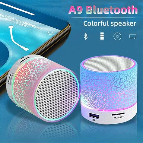 Bluetooth Mini Alto Falante Sem Fio Colorido Led Tf Cart O Usb