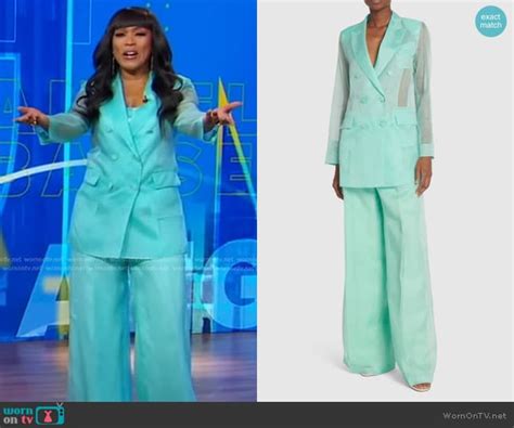 Wornontv Angela Bassetts Blue Organza Blazer And Pants On Good Morning America Clothes And