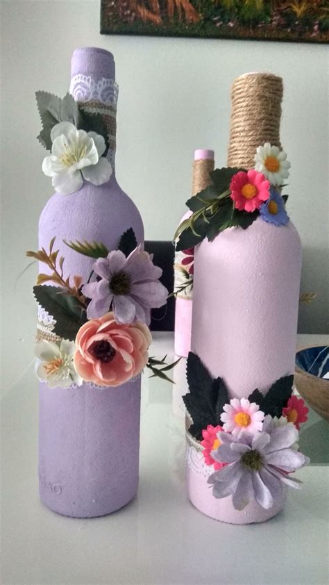 Botella Decorada Con Yute Y Flores Garrafas Pintadas Garrafas