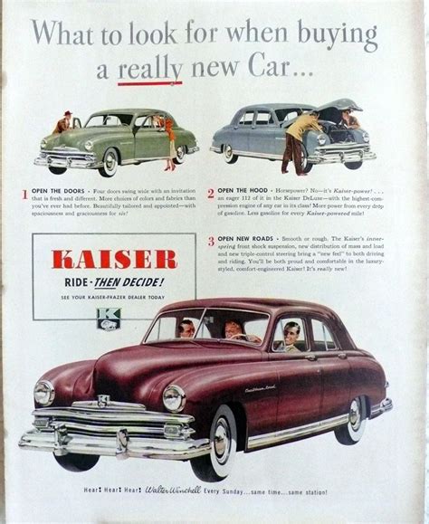 1949 Kaiser Custom Four Door Sedan Car Advertising Car Ads Vintage