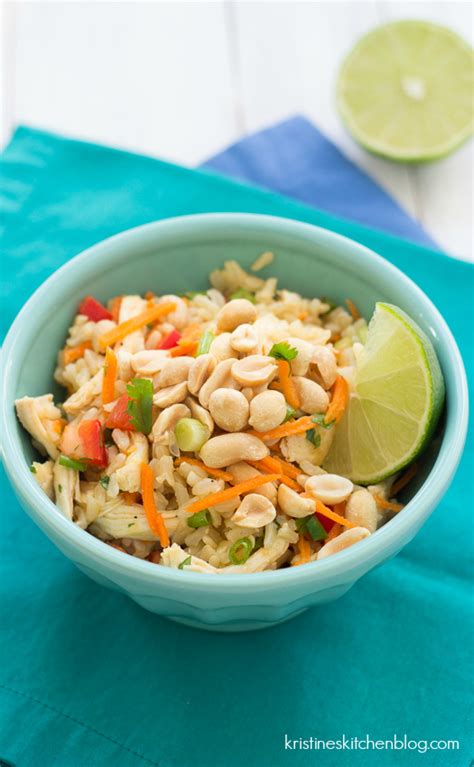 Chicken And Rice Salad With Ginger Sesame Dressing Kristines Kitchen