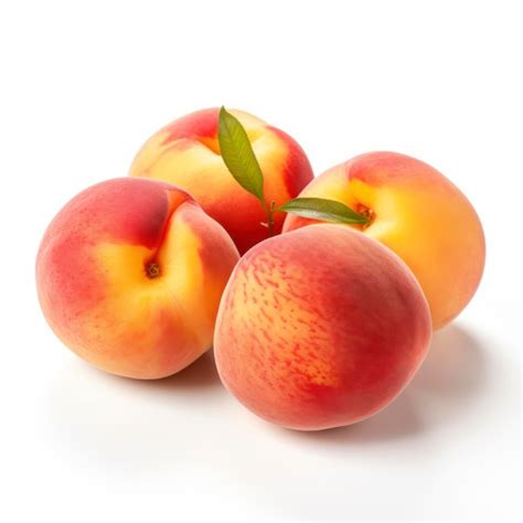 Premium Photo Beautiful Fresh Floating Peaches Isolated On A White