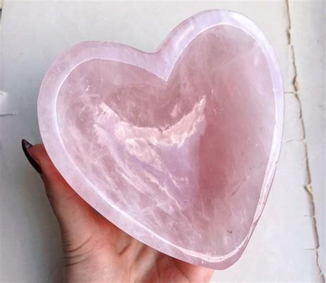 Rose Quartz Heart Bowl E Natural Rose Quartz Heart Polished Etsy