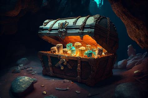 Premium Photo Pirates Treasure Chest In Cavegenerative Ai