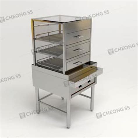 Cheong Ss Stainless Steel Glass Bun Steamer Display