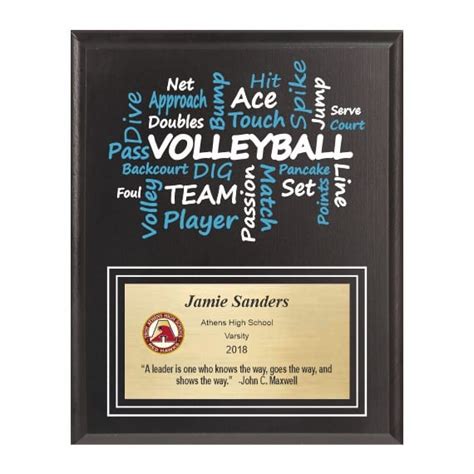 Volleyball Competitor Series Black Plaque Award With Engraving